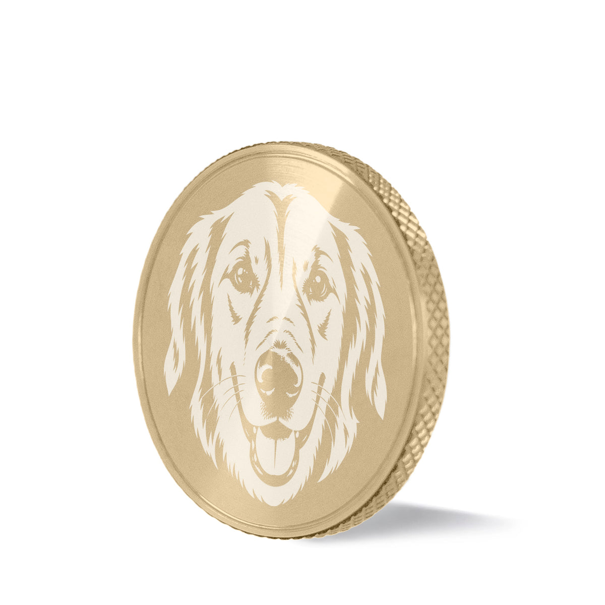 Sidekick custom dog portrait ball marker with diamond knurled brass edge