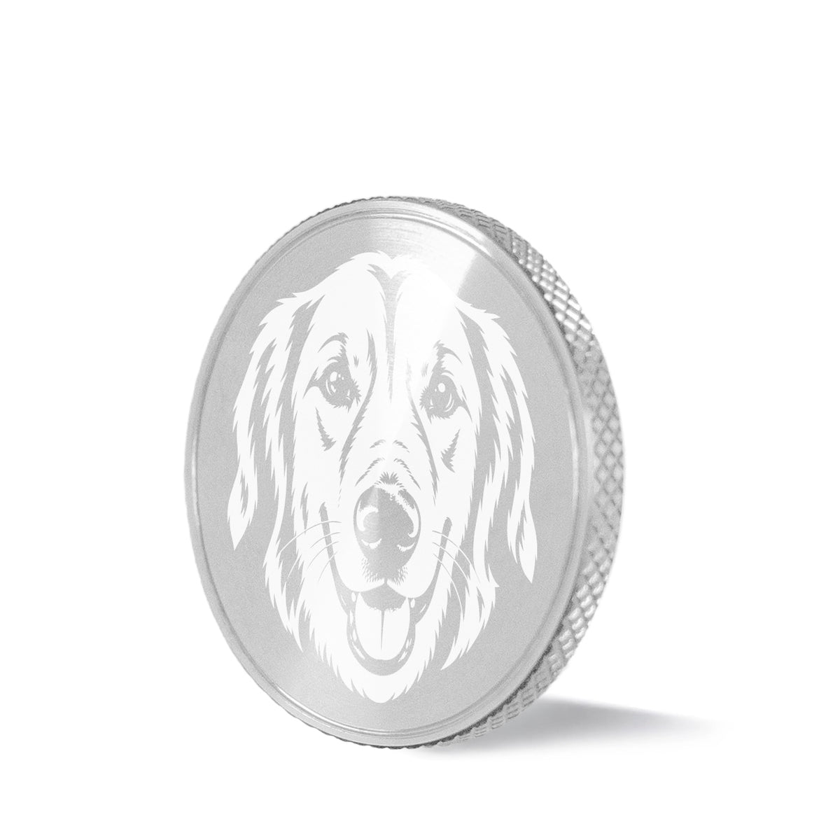 Sidekick custom dog portrait ball marker with diamond knurled stainless steel edge