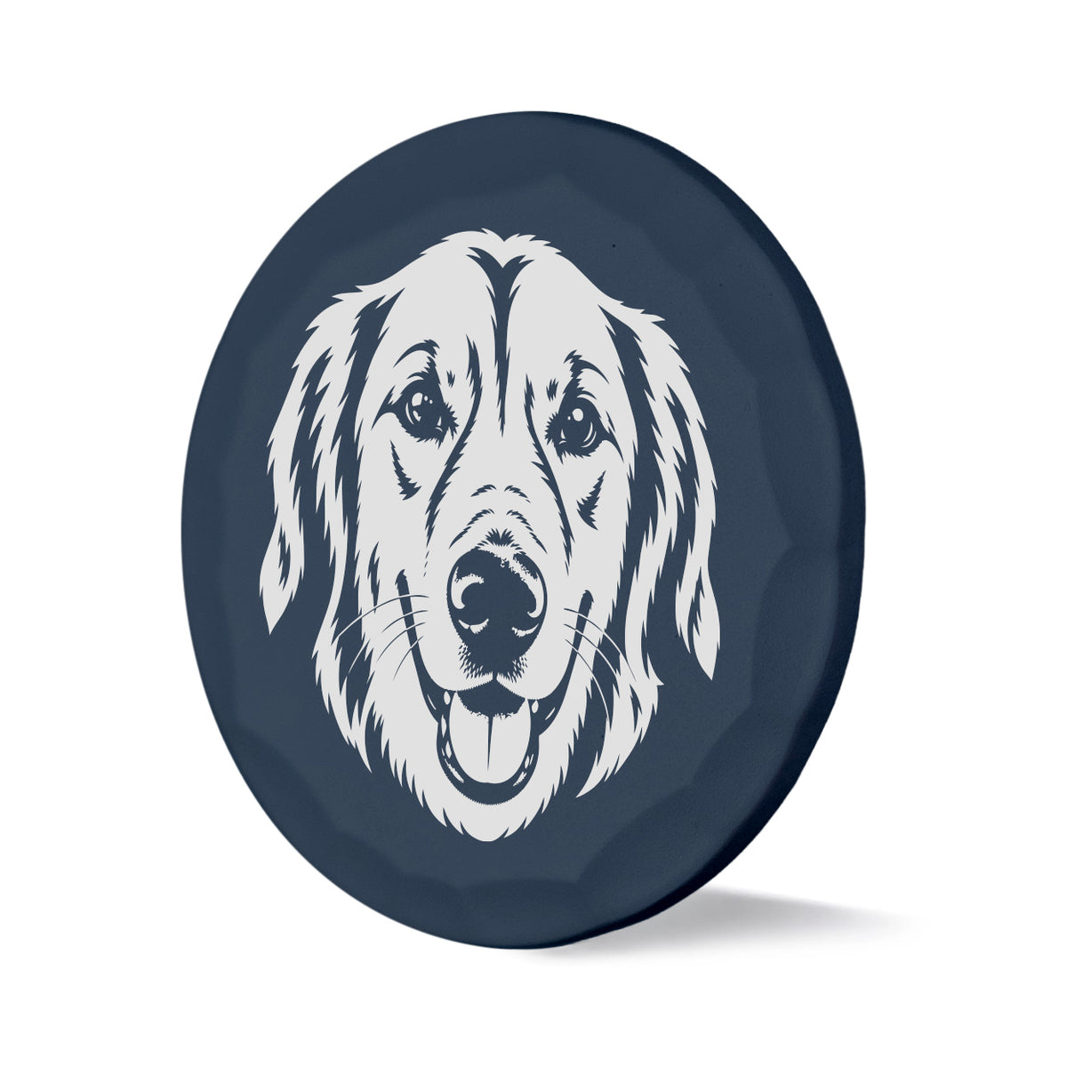 Sidekick custom dog portrait ball marker with hammered blue finish