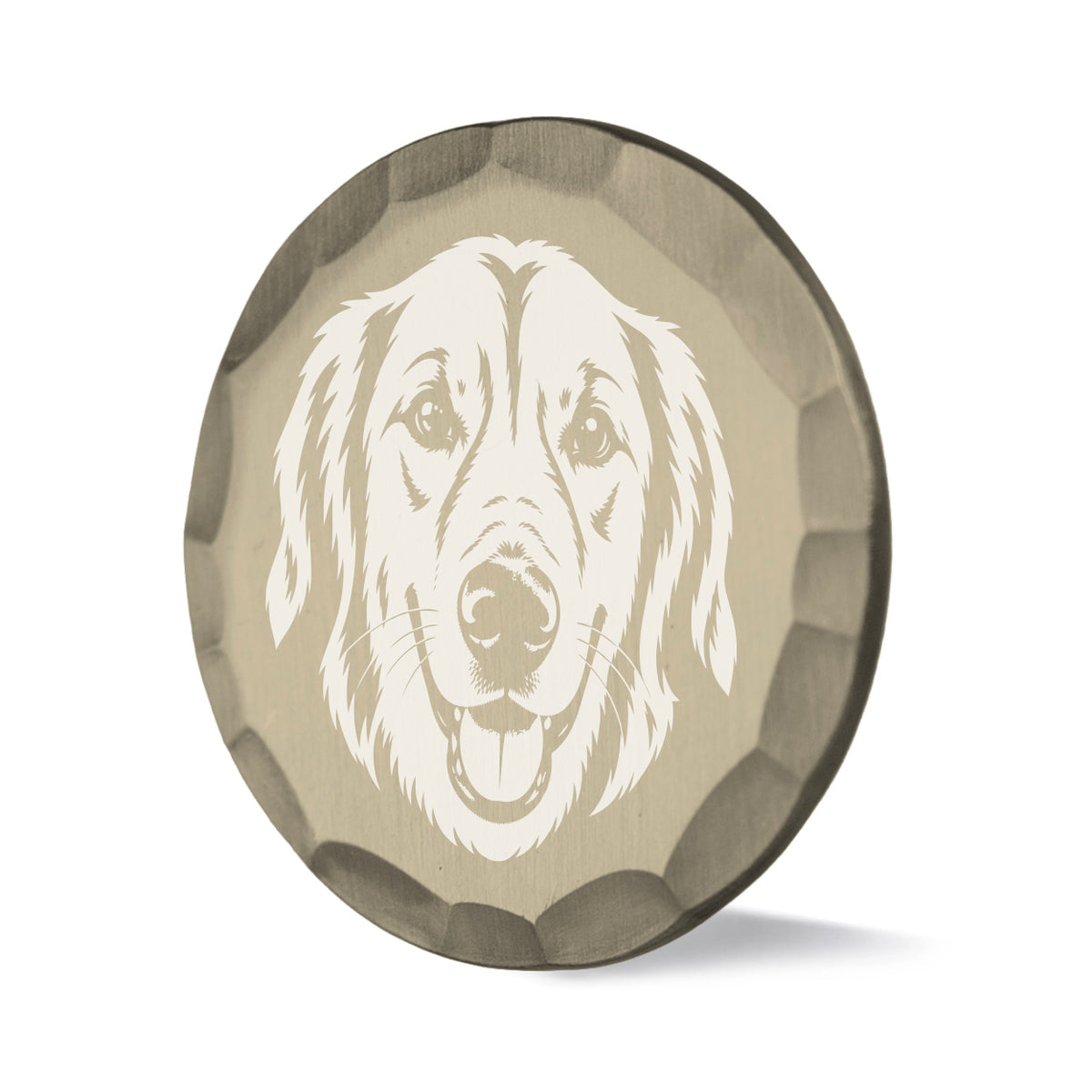 Sidekick custom dog portrait ball marker with hammered brass finish