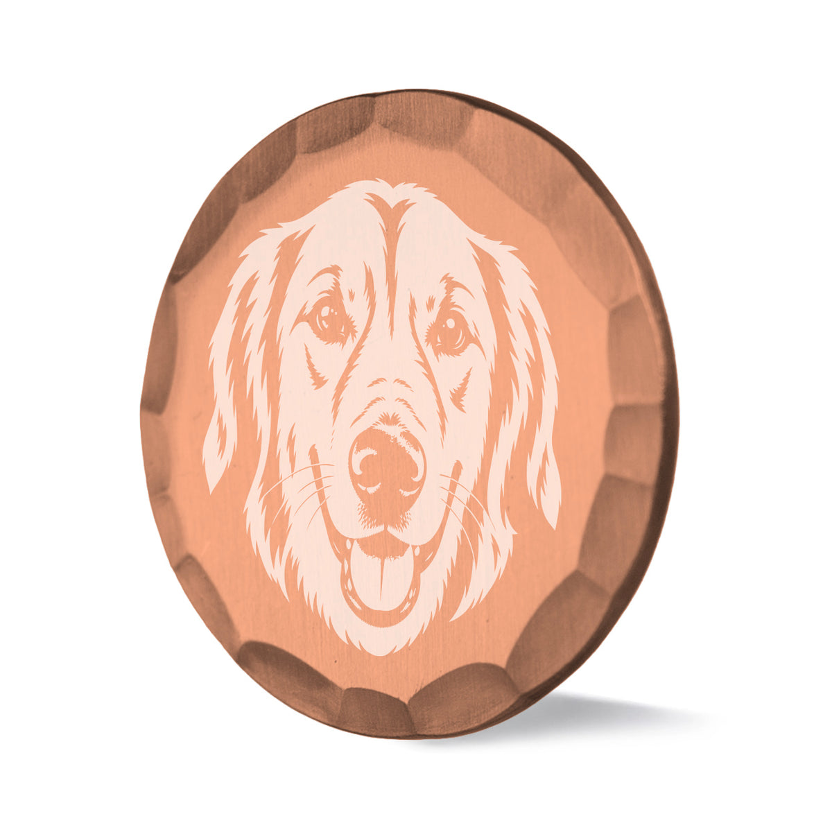 Sidekick custom dog portrait ball marker with hammered copper finish