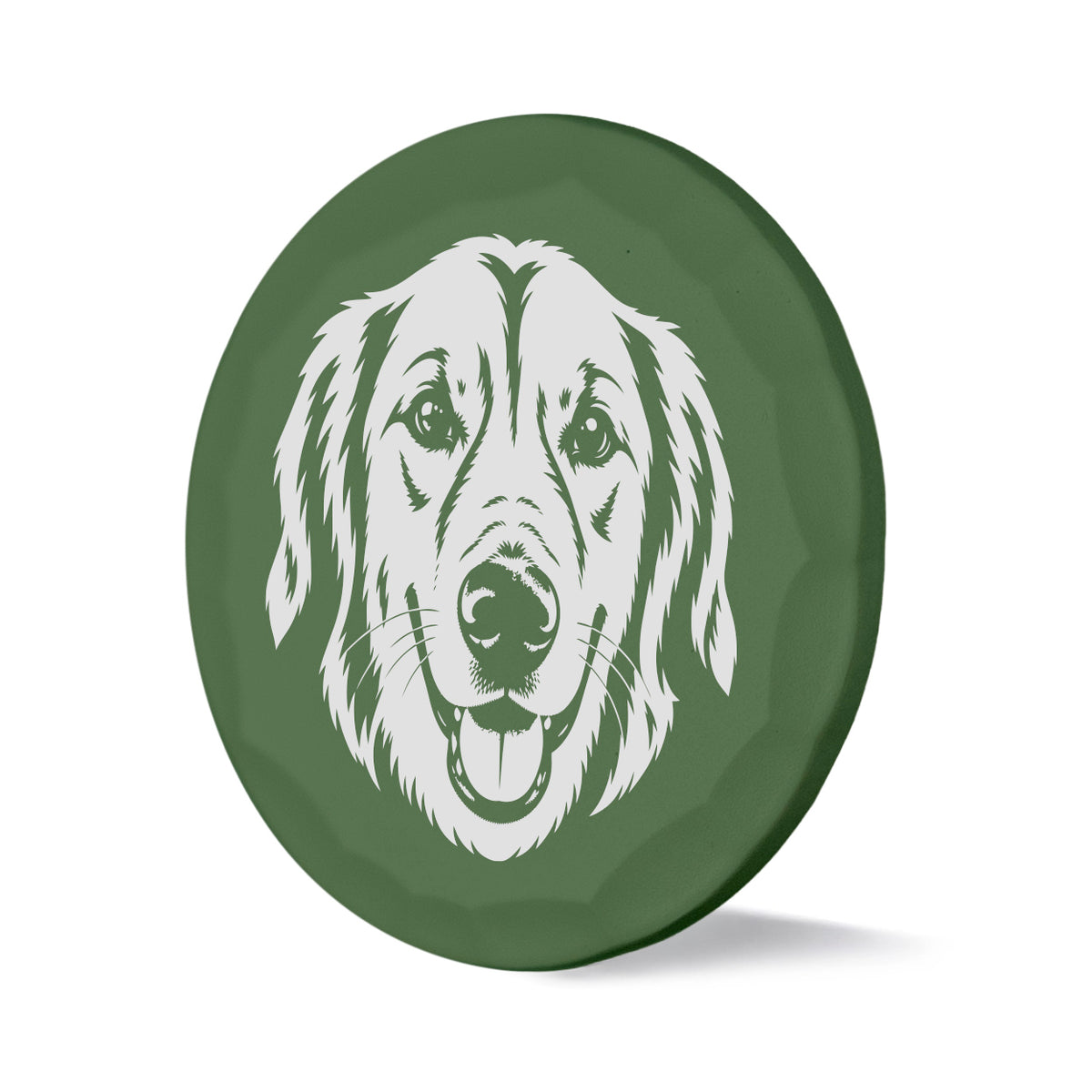 Sidekick custom dog portrait ball marker with hammered green finish