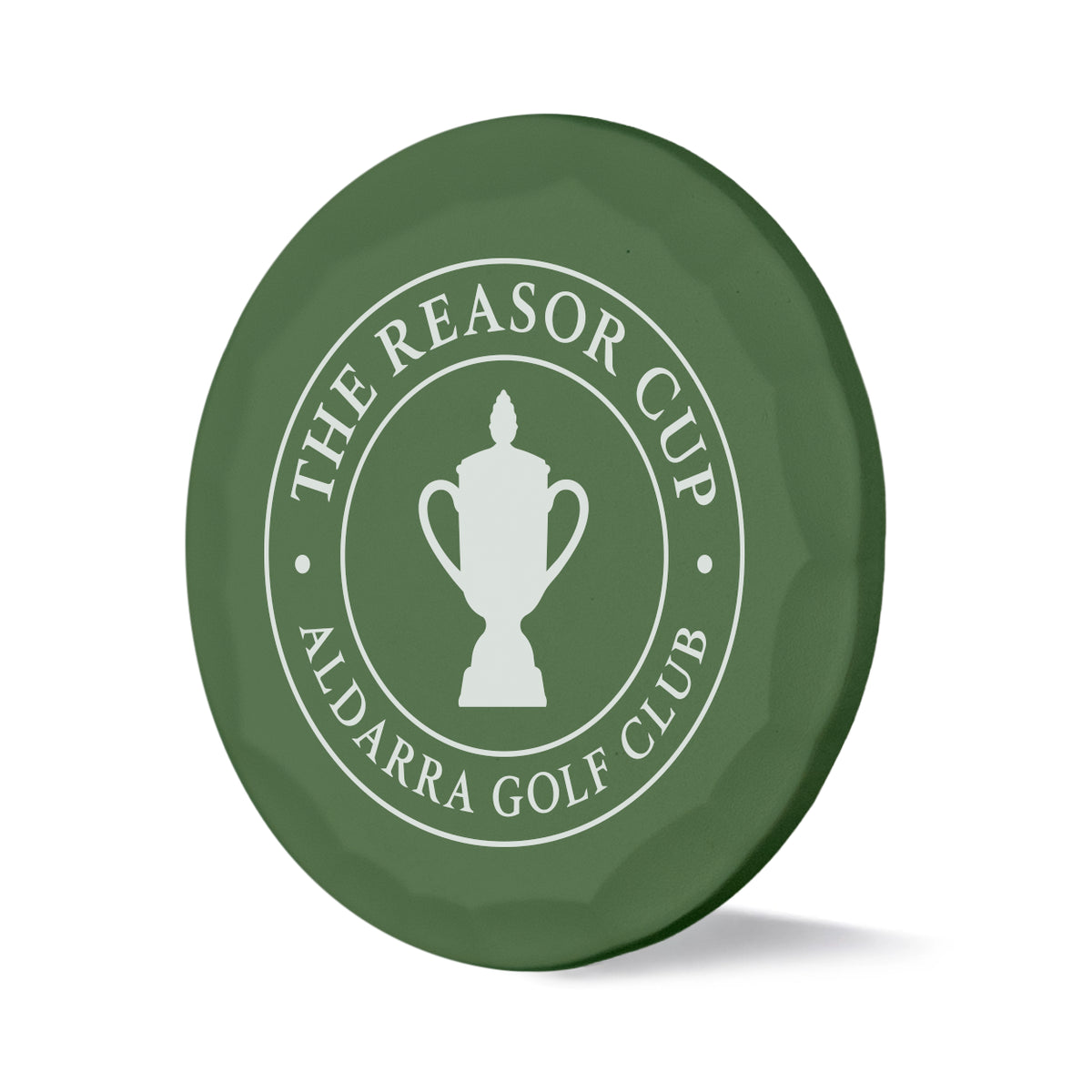 Tourney custom golf ball marker with hammered green finish