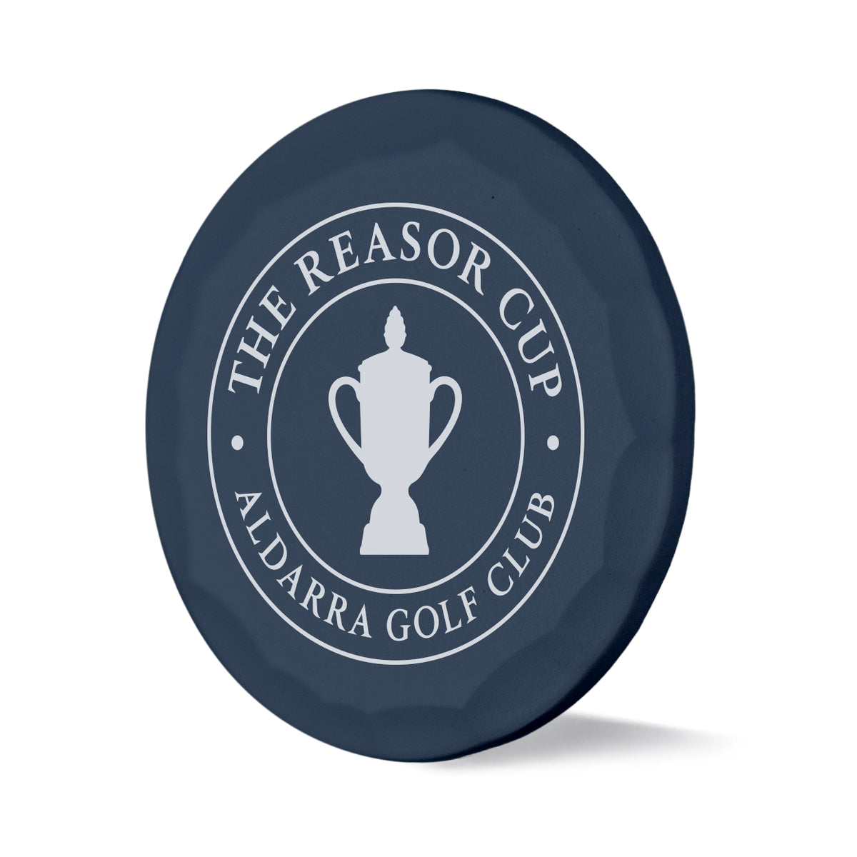 Tourney custom golf ball marker with hammered navy finish