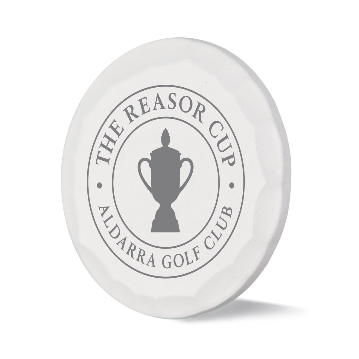 Tourney custom golf ball marker with hammered white finish