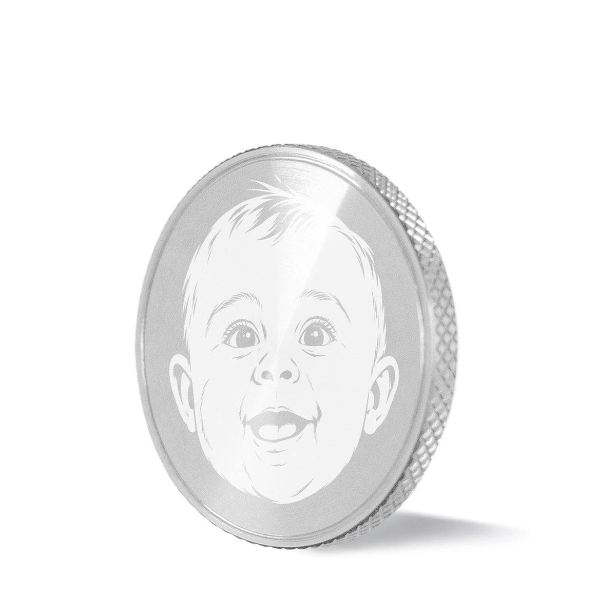Memory custom photo ball marker with diamond knurled stainless steel edge