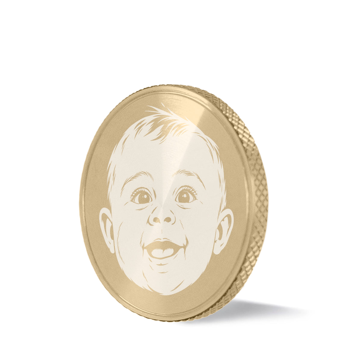 Memory custom photo ball marker with diamond knurled brass edge