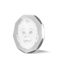 Memory custom photo ball marker on faceted stainless steel, 1.25 inch