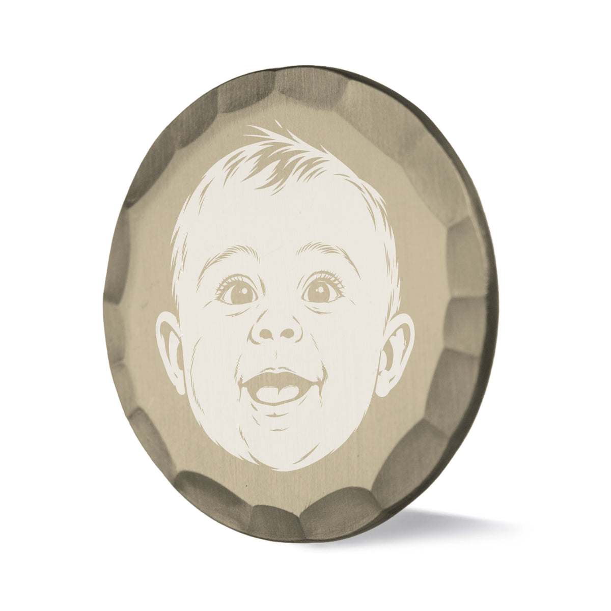 Memory custom photo ball marker with hammered brass finish