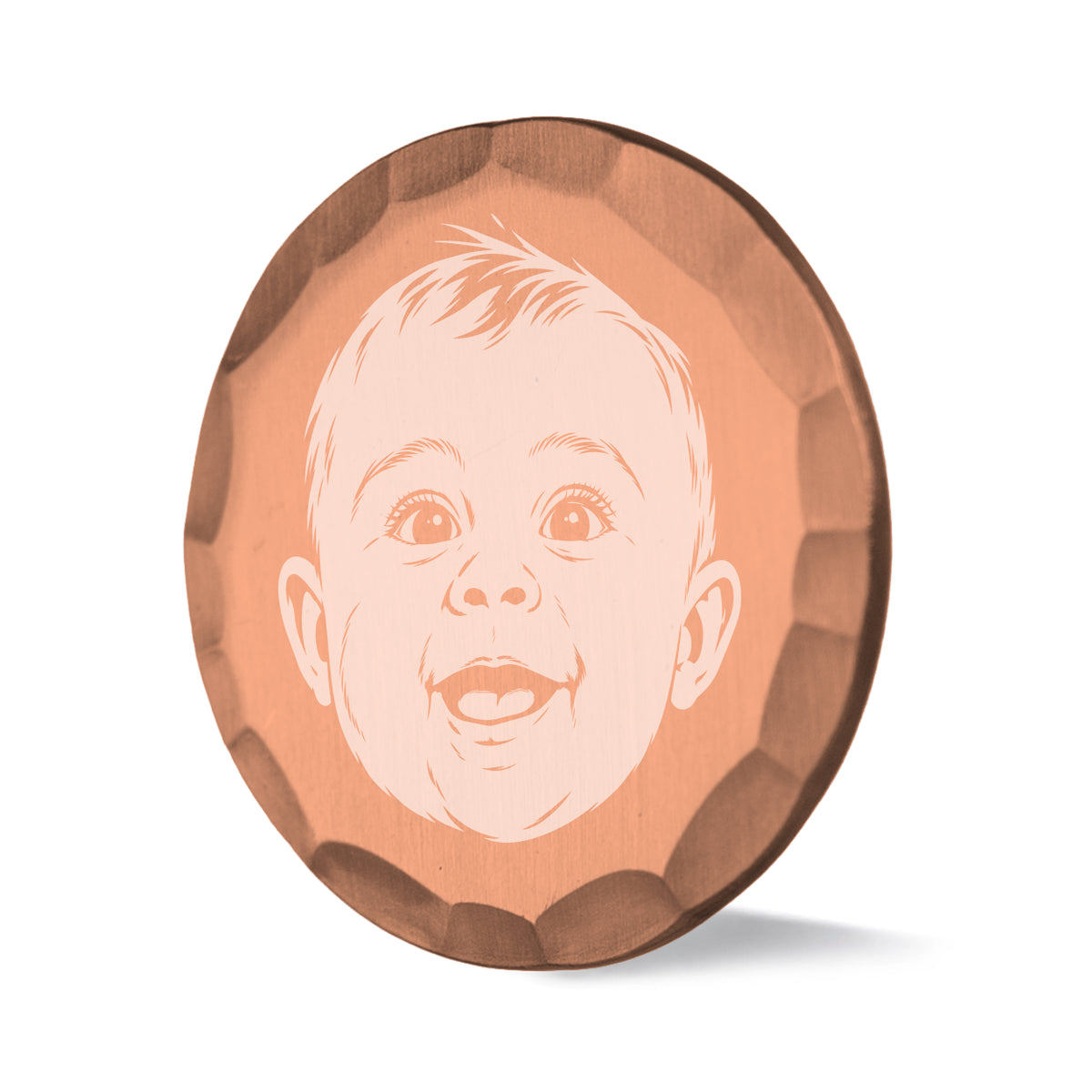 Memory custom photo ball marker with hammered copper finish