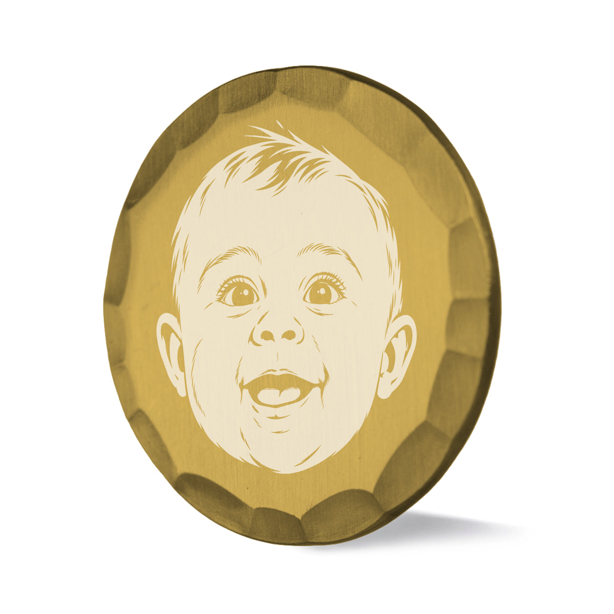 Memory custom photo ball marker with hammered gold finish