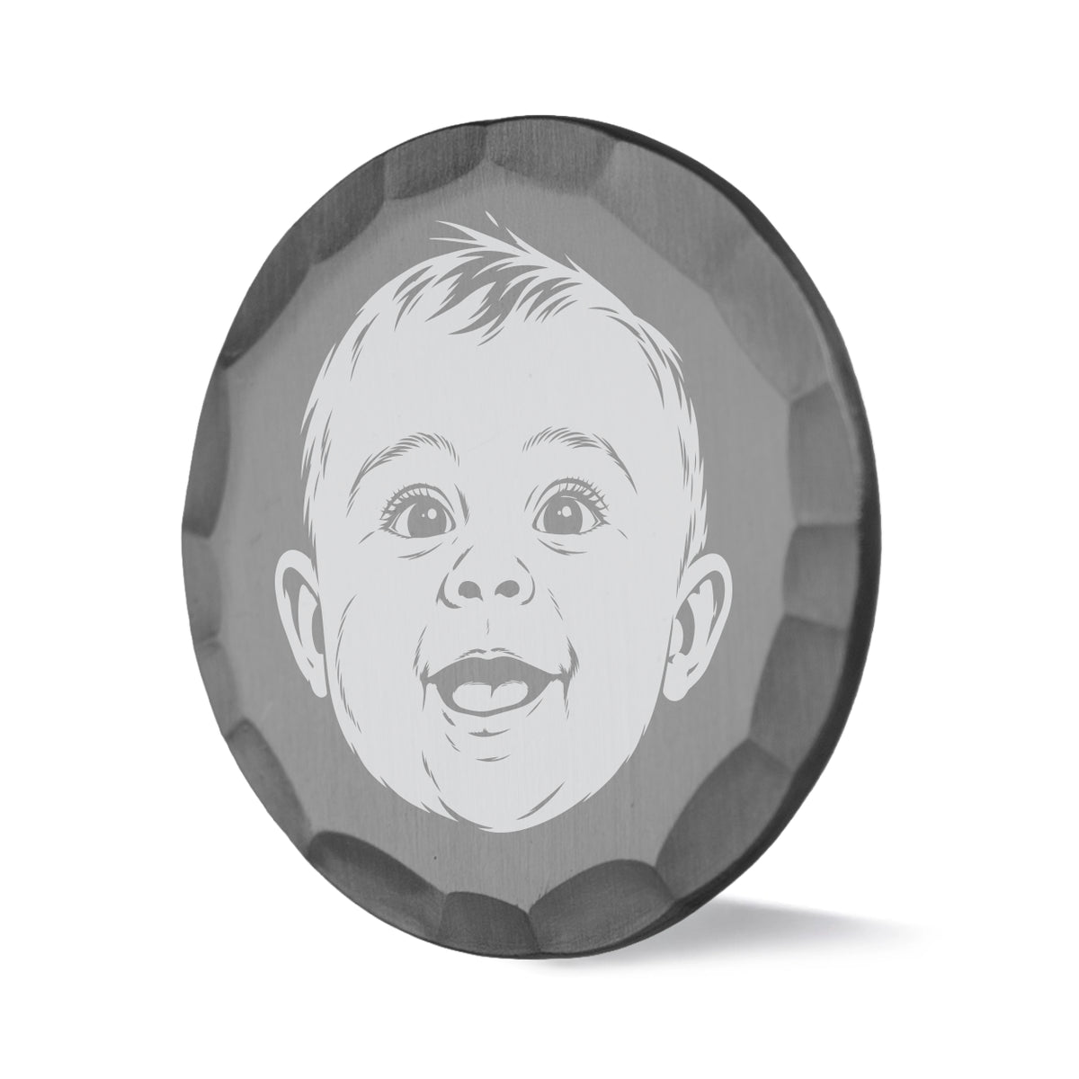 Memory custom photo ball marker with hammered nickel finish