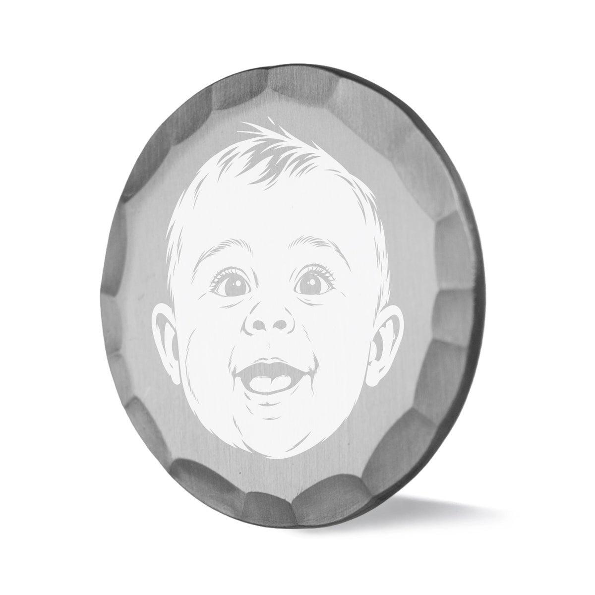 Memory custom photo ball marker with hammered silver finish
