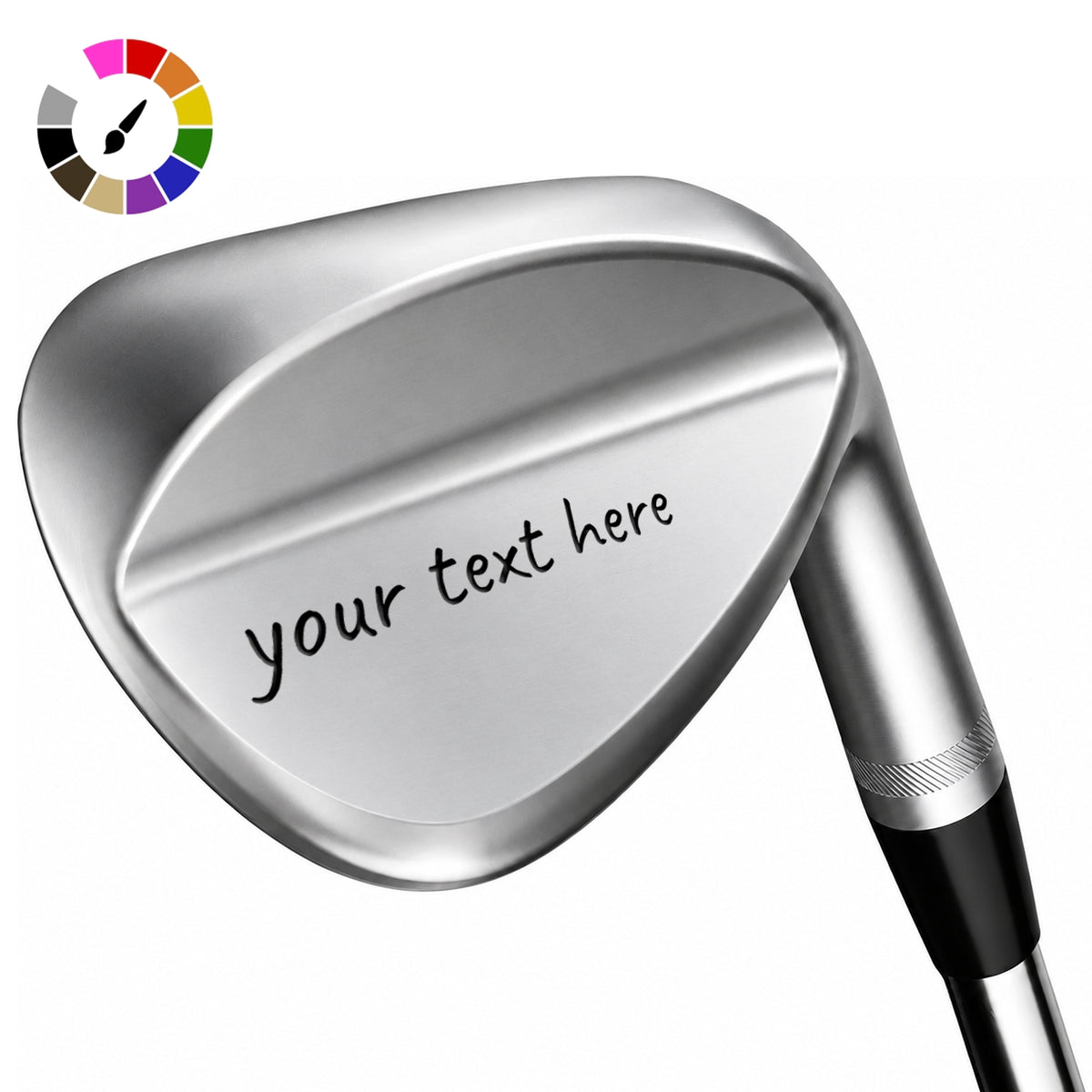 Golf club custom text engraving sample in handwritten font